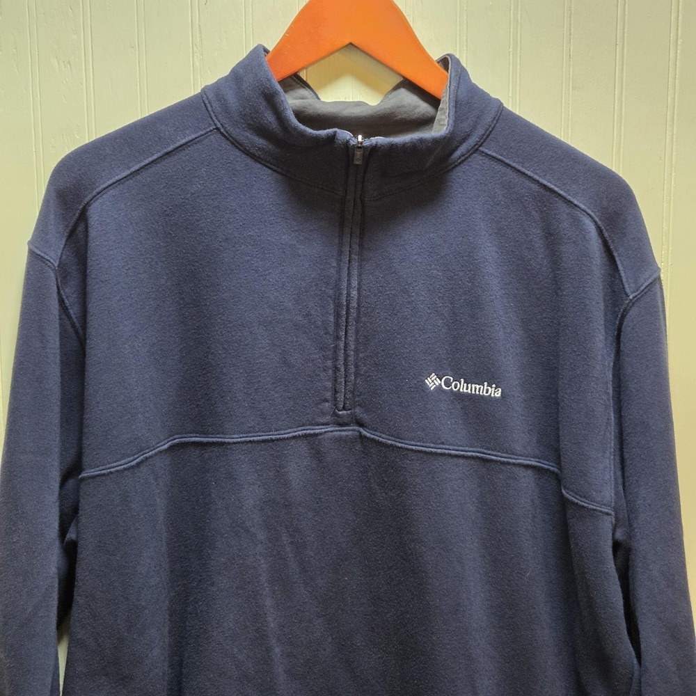 Columbia Sweatshirt Mens XLT Tall Blue Fleece Quarter Zip Mock Neck Pullover - Picture 1 of 8